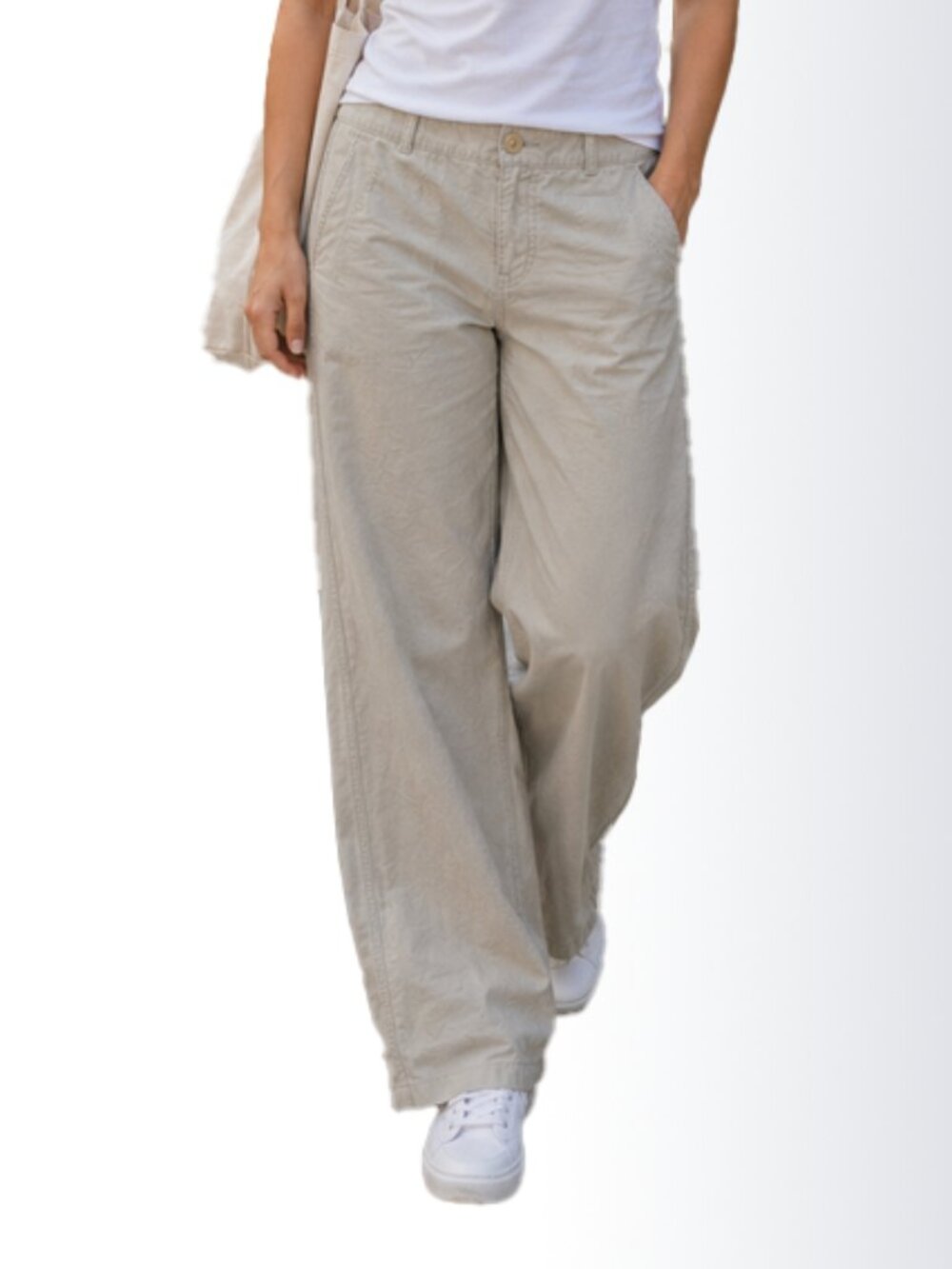 Vintage Y2k Wide Leg Pants Low Rise Linen Cotton Khaki Patch Pocket Trouser